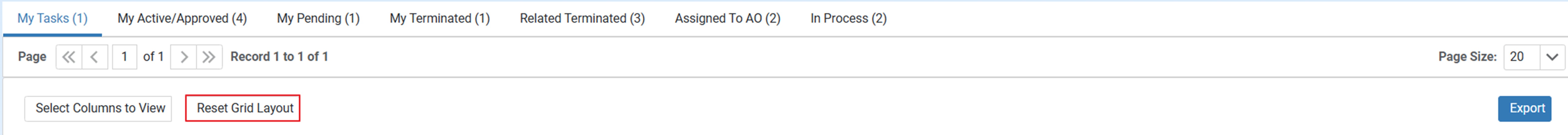 Remove Filters button on My Dashboard